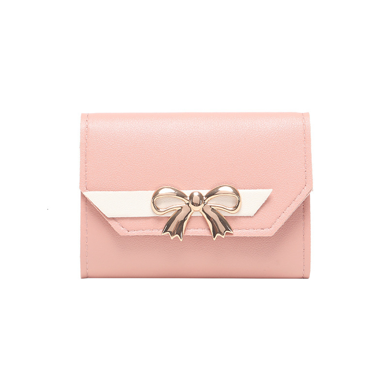Butterfly Bow Short Three Fold Magnetic Buckle Designer Women's Wallet Mini Cheap Small Bag