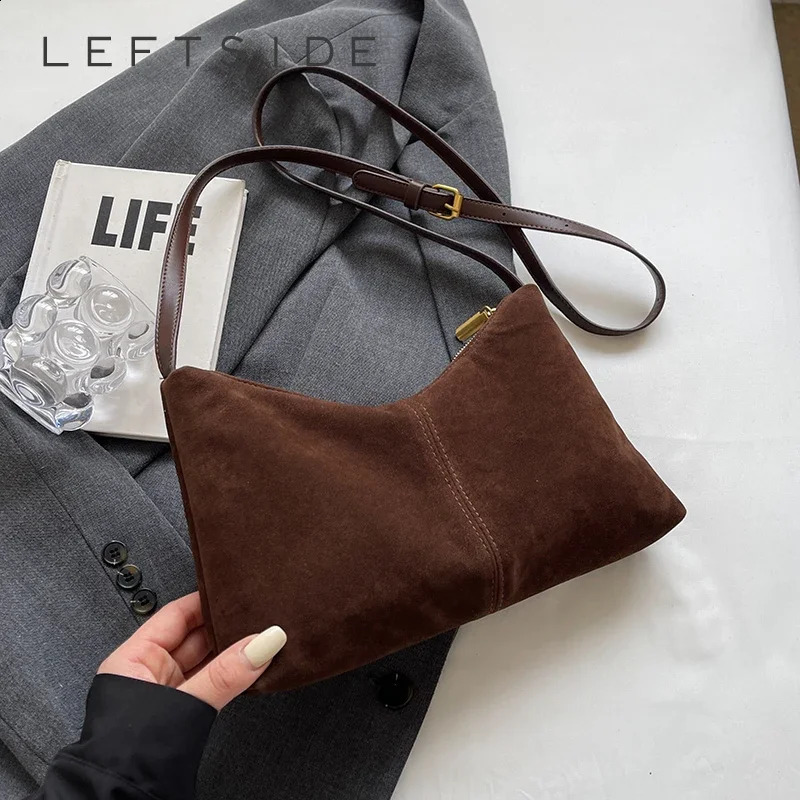 LEFTSIDE PU Leather Womens Shoulder Bag Winter Y2K Korean Fashion Trend Womens Cross body Bag Womens Handbag 241105