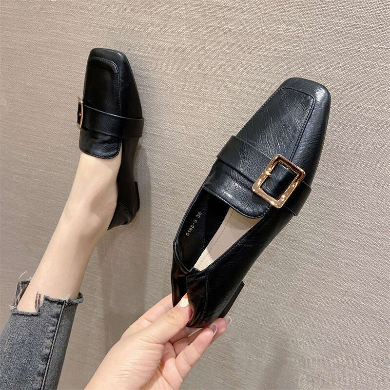 2023 Spring New Women's Head Small Leather Le Fu One Step British Style Versatile Single Shoes Flat Bottom Trendy