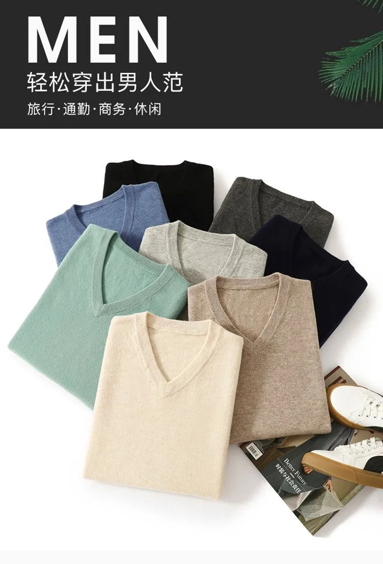 Super Cashmere Sweater Men Thick Pullover Autumn Winter Warm Classic V-neck Clothes Male Jumper Hombre Pull Homme 4XL 241105