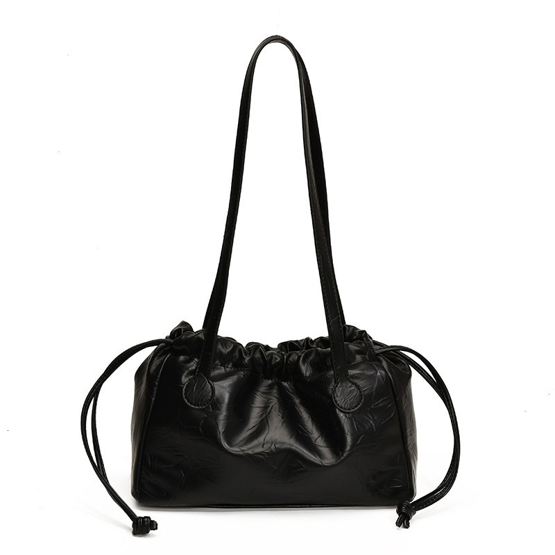Wrinkled Drawstring Big For Bags Handbags Women Fashionable And Simple Pleated Bucket Bag, High-end Sense Shoulder Bag Designer