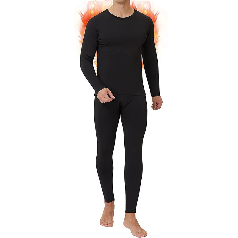 Men Winter Thermal Underwear Sets Crew Neck Long Sleeves Long Johns Base Layer Set Top Bottom for Cold Weather Male Warm Clothes 241105