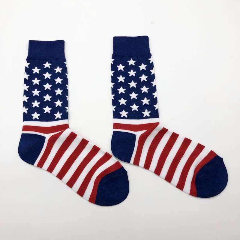 shanshi men socks Men's American Flag Edition Long Spring and Autumn Collection Sweat Absorbing Breathable Jacquard Letter Socks