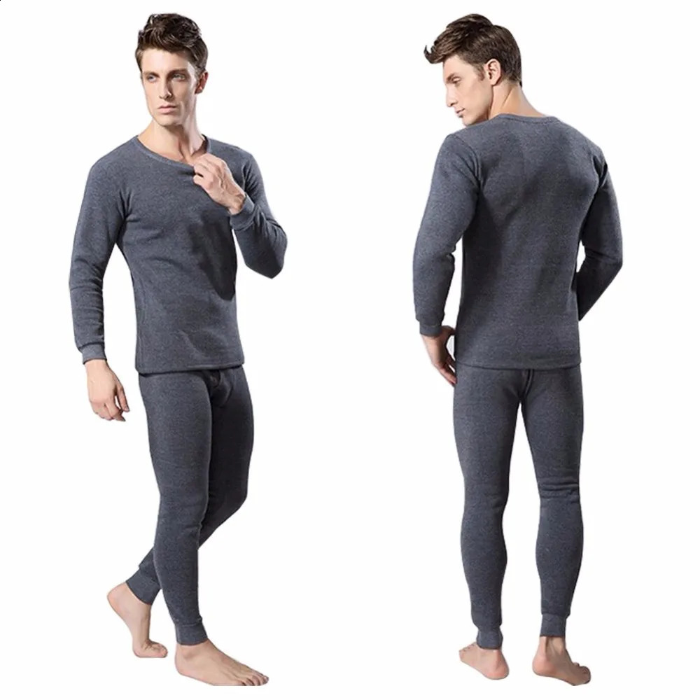 Winter Thermal Underwear Long Johns Mens Keep Warm Tops Pants Set Thick Clothes Comfortable Thermo Underwear Sets 241105