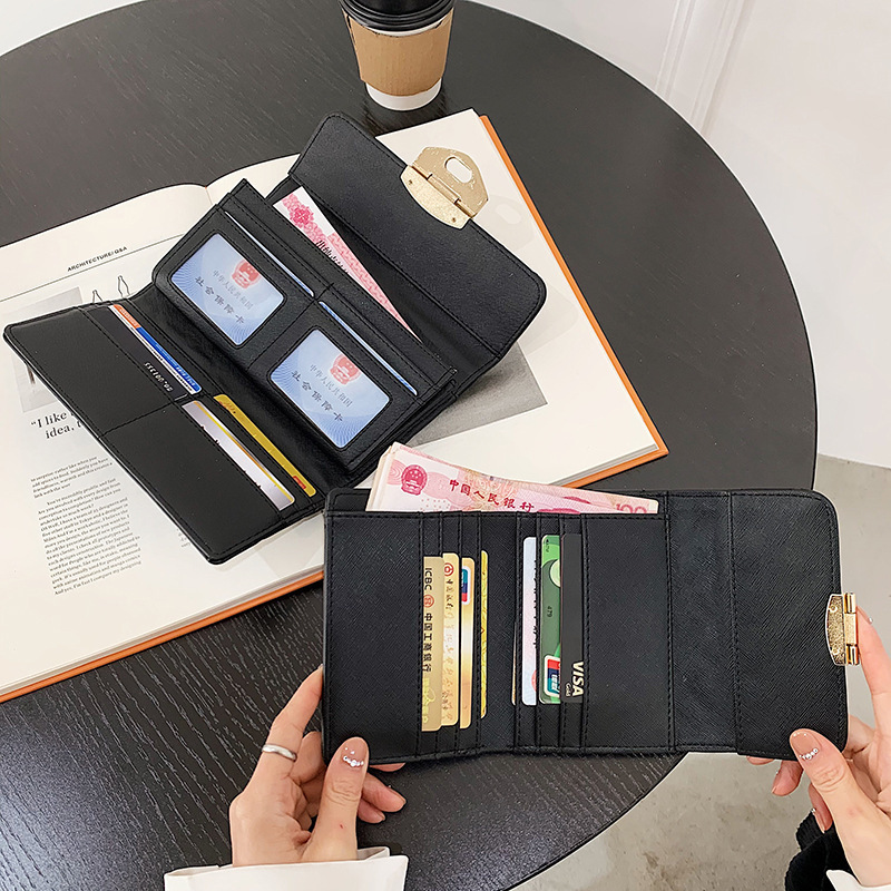 New Well-known Brand Spring Lock Designer Short And Long Retro Multifunctional Coin Pocket Holder Women's Handbag Wallet
