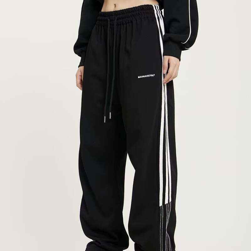 shanshi three stripes pants Three bar sports women in spring and autumn thin fit loose fitting tied casual for students cropped harem pants small leg 