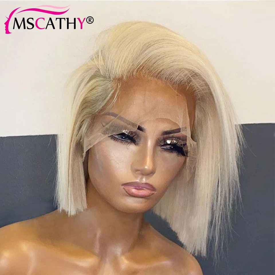 613 Blonde Lace Front Wigs For Women Short Bob Brazilian Human Hair Wig Brown Roots HD Transparent Lace Frontal Wigs Preplucked 241104