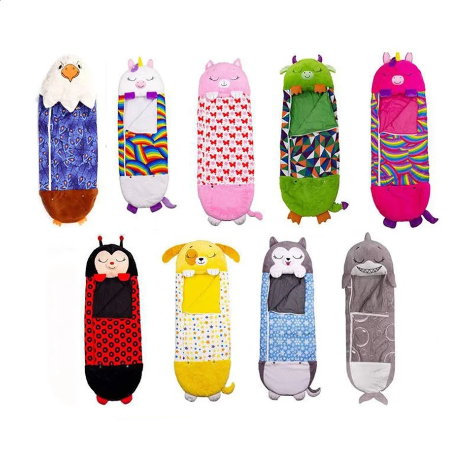 1 Cute Cartoon Sleeping Bag Adult Animal Soft Lazy Sleeping Bag Baby Plush Doll Pillow Sleeping Bag Year Gift 241105