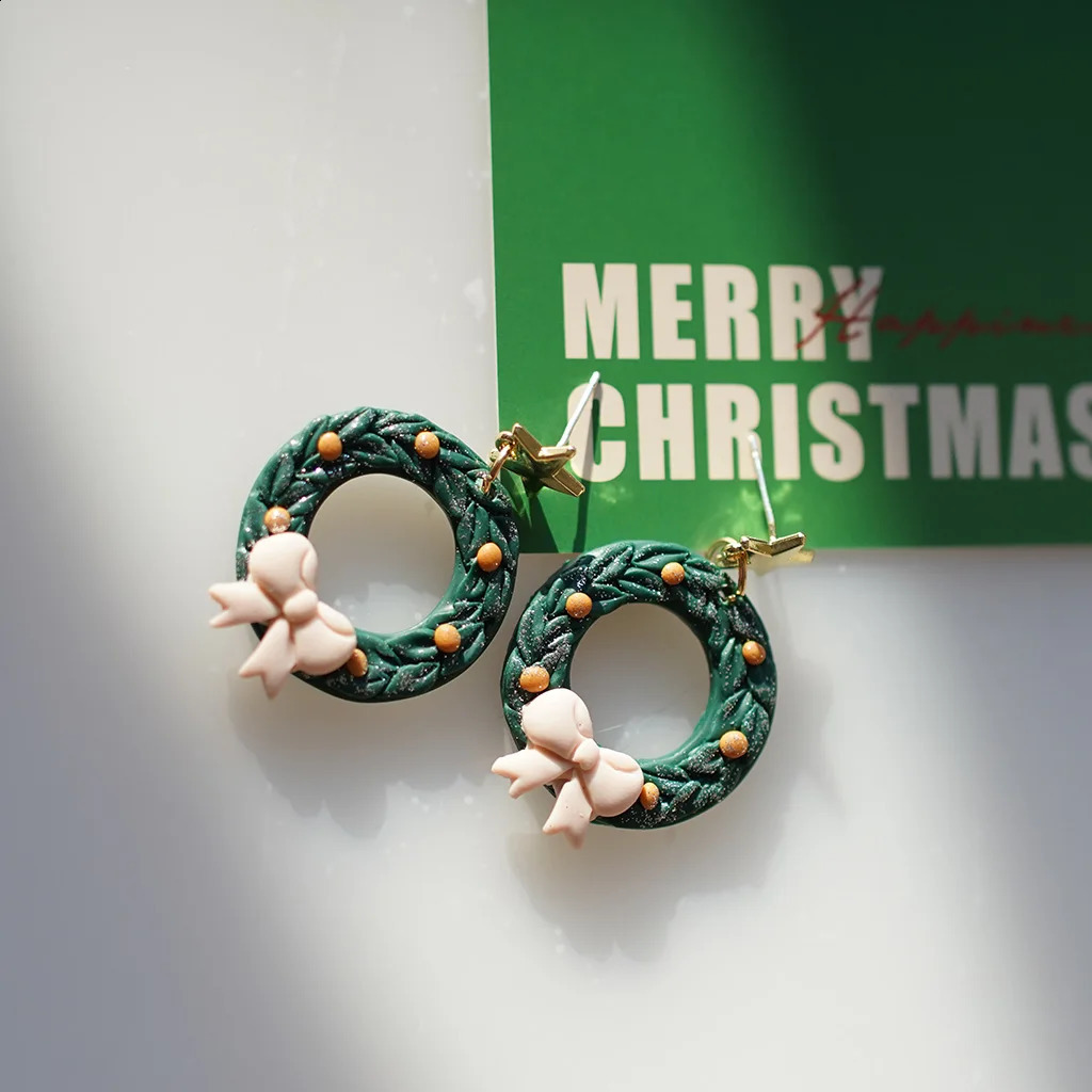 Christmas Winter Holiday Santa Snowman Tree Lollipop Icon Multi Shapes Polymer Clay Earrings Celebration Accessories Gifts 241105