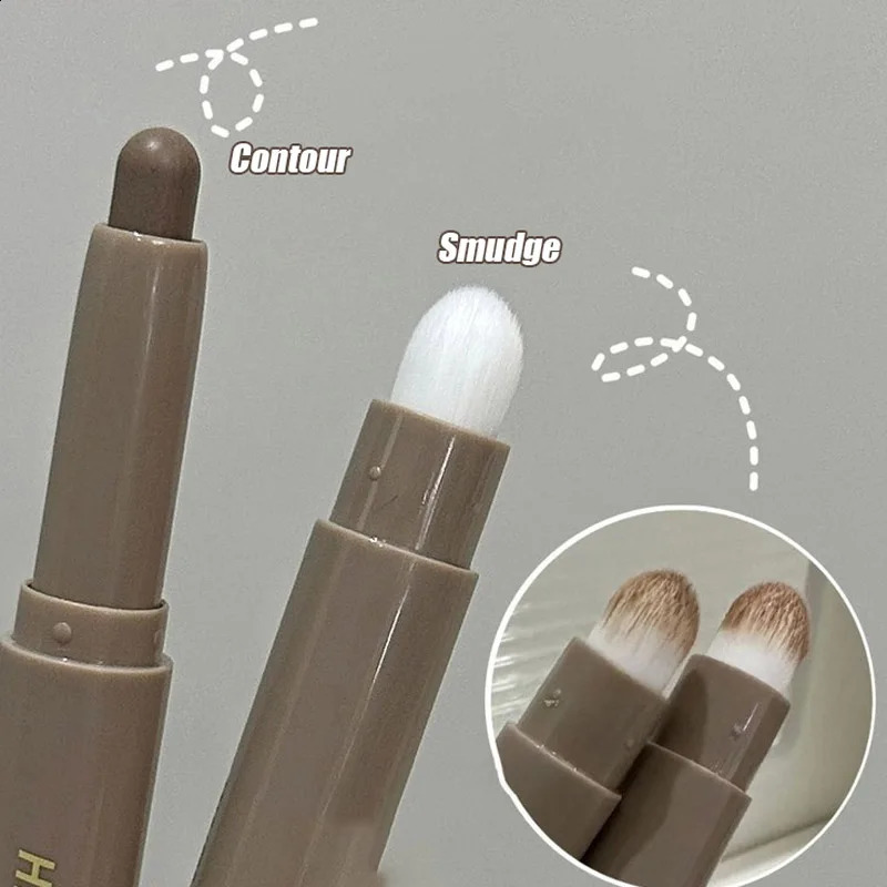 Double Head Contour Stick Bronzer with Brush Face Nose Shadow Cream Contour Pen Waterproof Lasting Contouring Makeup Cosmetics 241105