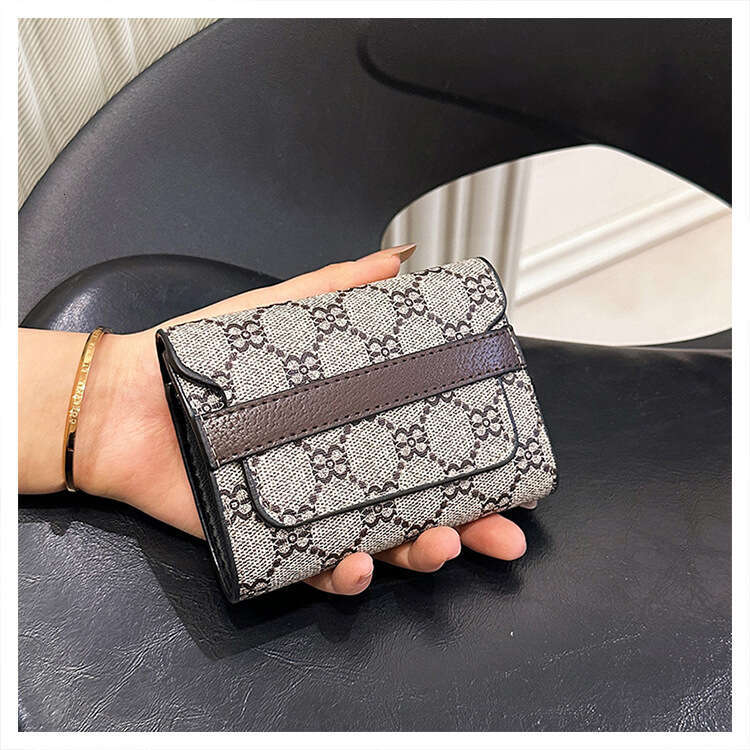 Wallet fashion, high-end trend, niche design, printed three fold card bag, short coin purse