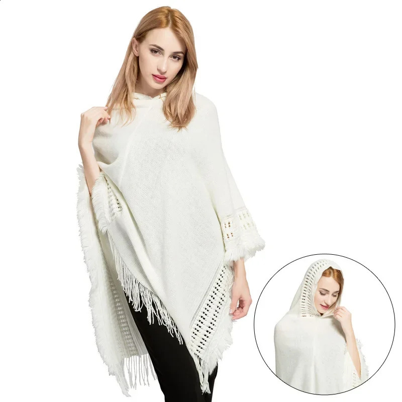 Fashion Winter Ponchos and Capes for Women Oversized Shawls Multifunction with Caps 241105