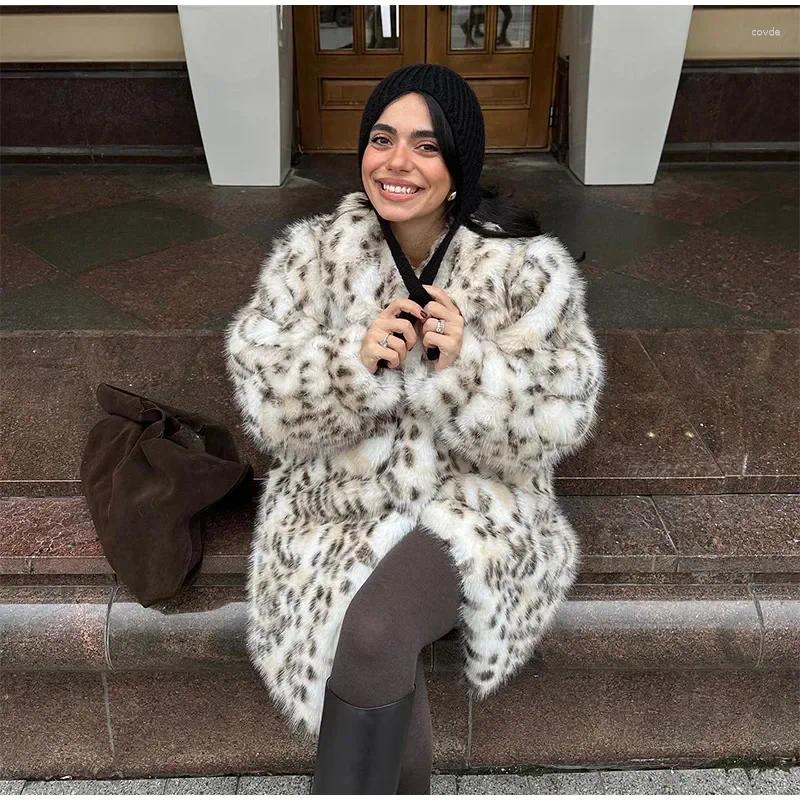 Women's Fur Leopard Print Faux Coat Fashion Full Sleeve Single-Breasted Female Coats Winter Warm Thicken Outwears