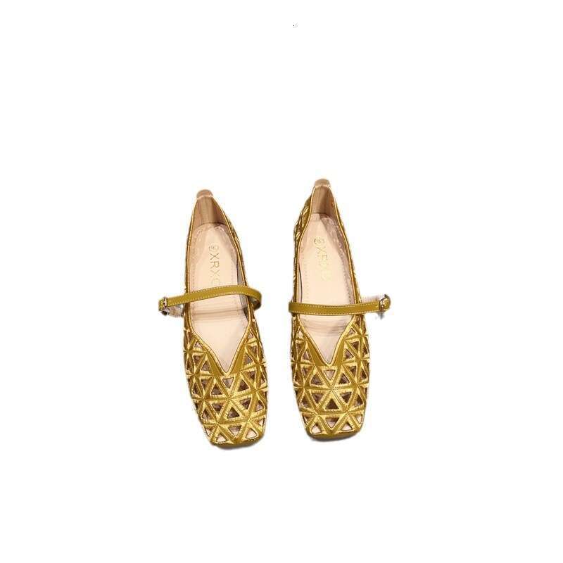 Single Shoe With Square And Soft Sole, Women's Korean Version Summer New Flat Bottomed Scoop Shoes, Perforated Breathable Toe Sandals