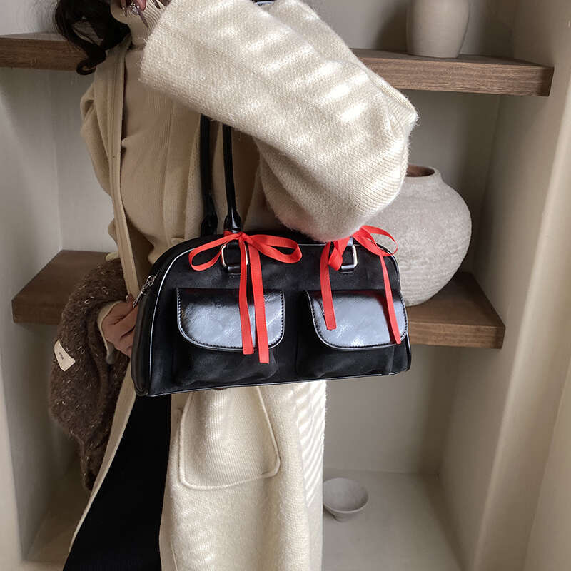 Designer Bag LEFTSIDE Small PU Leather Double Pockets Design Shoulder Bags For Women 2024 Female Underarm Bag Lady Handbags And Purses