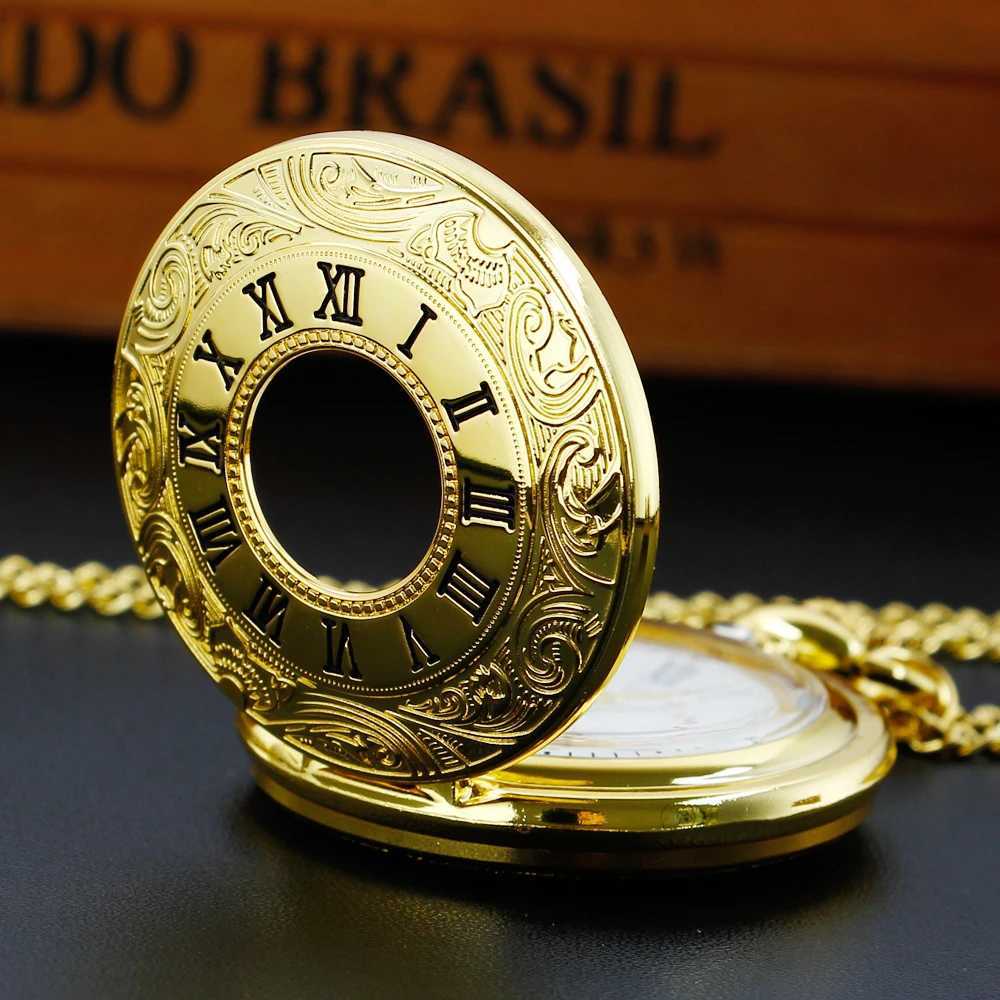Luxury Gold Vintage Quartz Pocket Watch Womens and Mens Jewelry Pendant Accessories reloj bolsillo digitalX241104