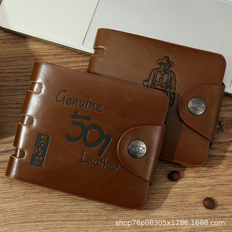 New Male Designer Hunter Large Capacity Leather Wallet With BuckleTrendy Horizontal Style For Young And Middle-aged Students