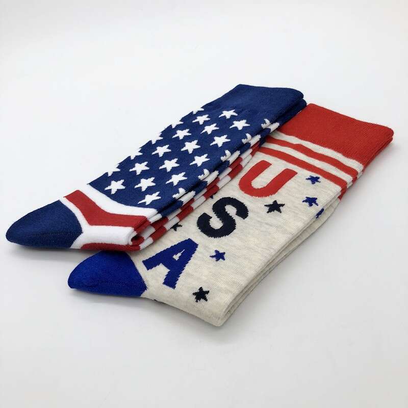 shanshi men socks Men's American Flag Edition Long Spring and Autumn Collection Sweat Absorbing Breathable Jacquard Letter Socks
