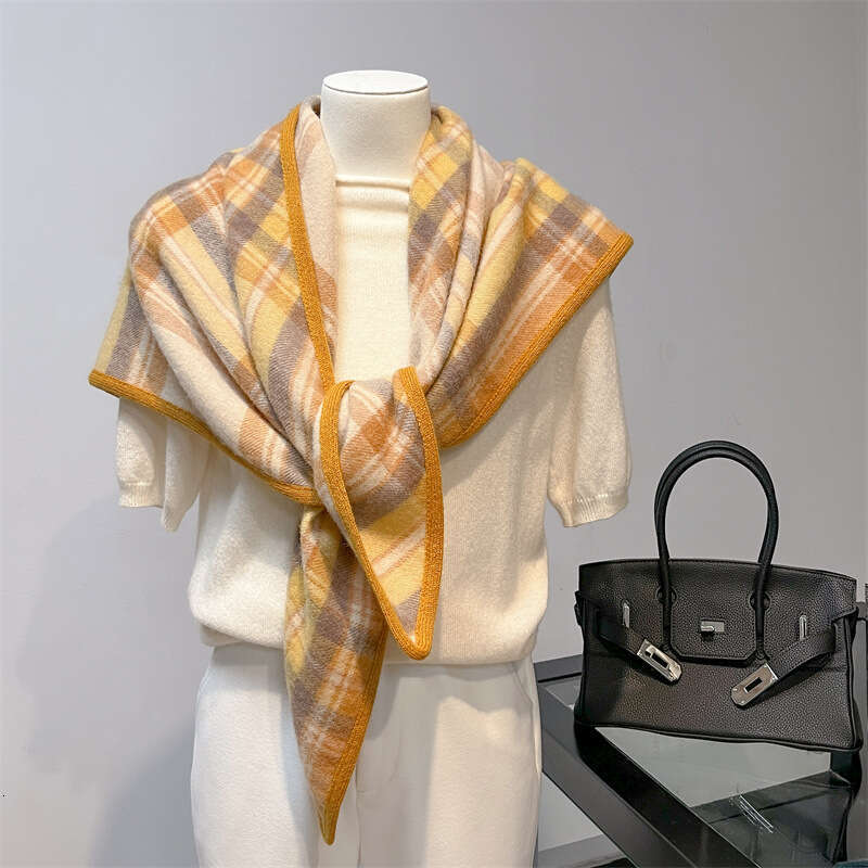 100% wool shawl autumn and winter knitted women's multi series method neck protection triangle scarf knotted camisole
