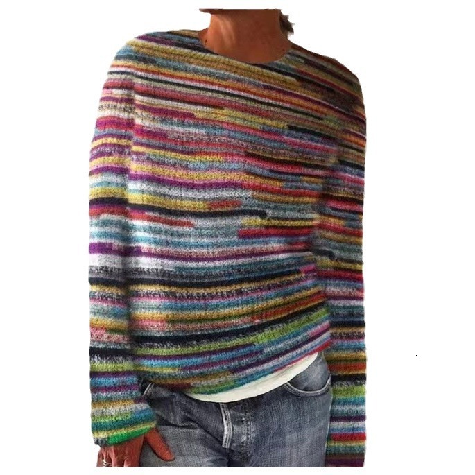 Autumn Fashion Casual Loose Thick 3D Printed Women's Pattern Pullover Sweater Casual Loose Long Sleeved Knitted Top