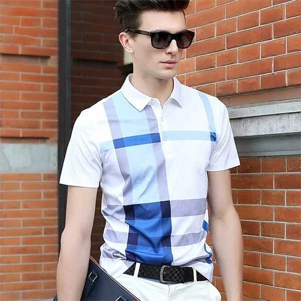 Mens business casual striped comfortable cotton top British style W241104