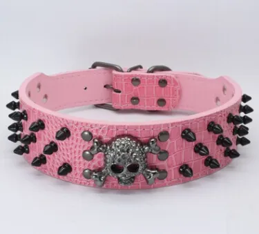 Black gold tie nail dog collar skeleton rivet pet collar anti bite dog nail nail large chain traction dog leash-1