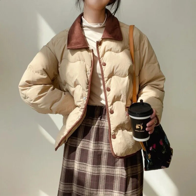 Women Winter Thicken Cotton Coat Casual Polo Collar Long Sleeve Warm Cotton-padded Jacket Overcoat Autumn Zipper Parkas 2024 241105
