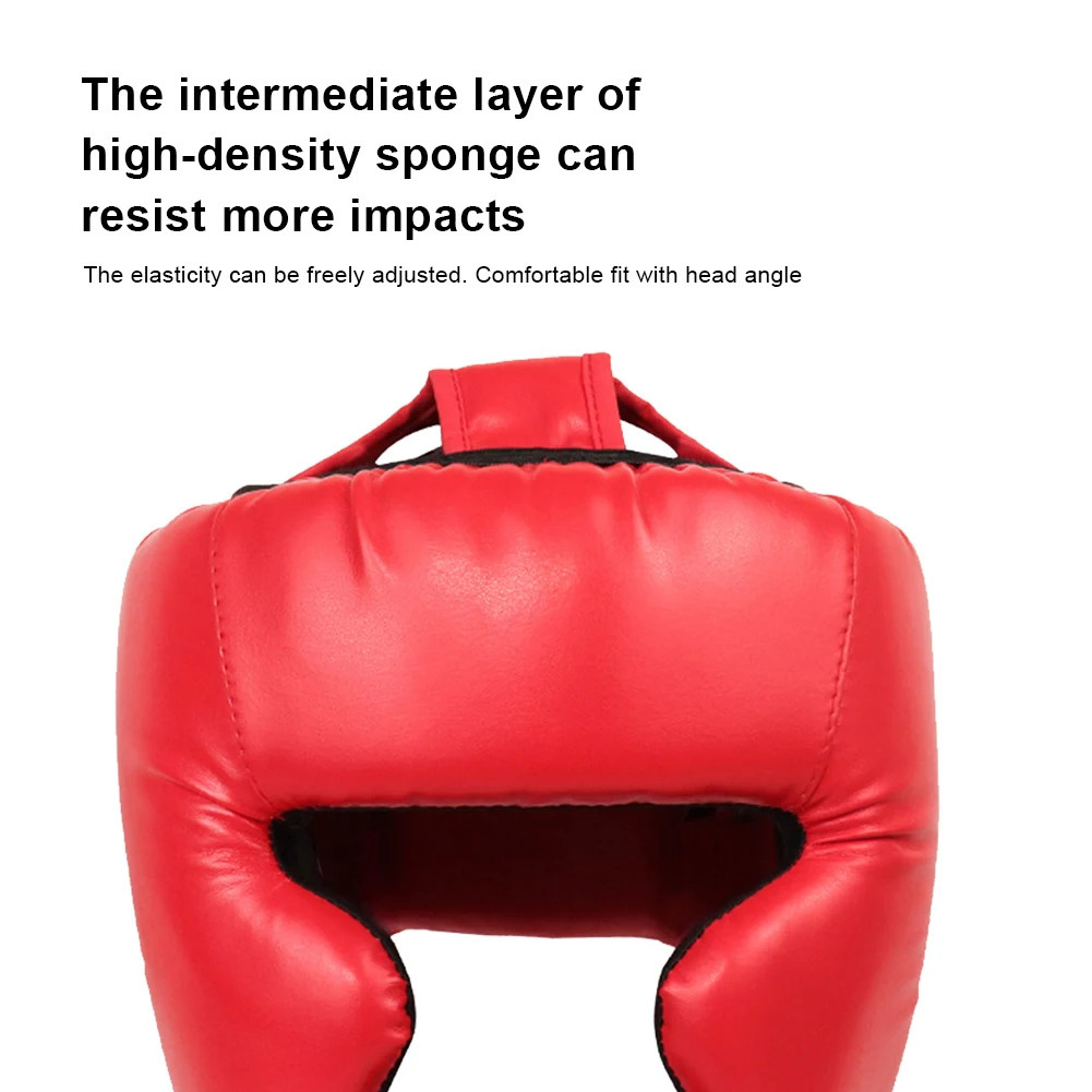 Full-Covered Thickened Boxing Headgear PU Leather Karate Muay Thai Training Head Protector Taekwondo Head Guard for Adult Kids 241104