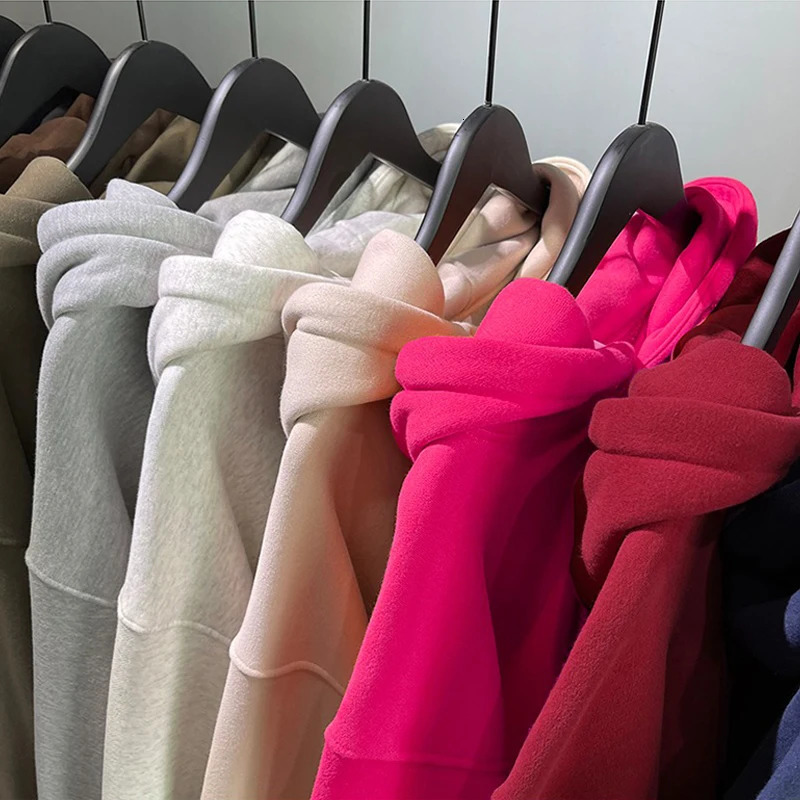 NXXTRESS Men Womans Sweatshirts Solid Drop Shoulder Korean Female Hooded Pullovers Thicken Warm Oversized Hoodies Cotton Tops 241104