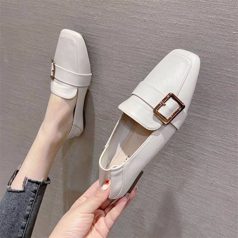 2023 Spring New Women's Head Small Leather Le Fu One Step British Style Versatile Single Shoes Flat Bottom Trendy