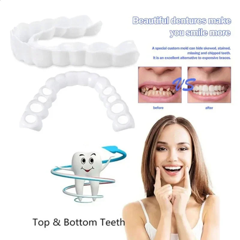 Top Quality Upper Plus Lower Comfort Fit Flex Whitening Tooth Denture Braces 241105