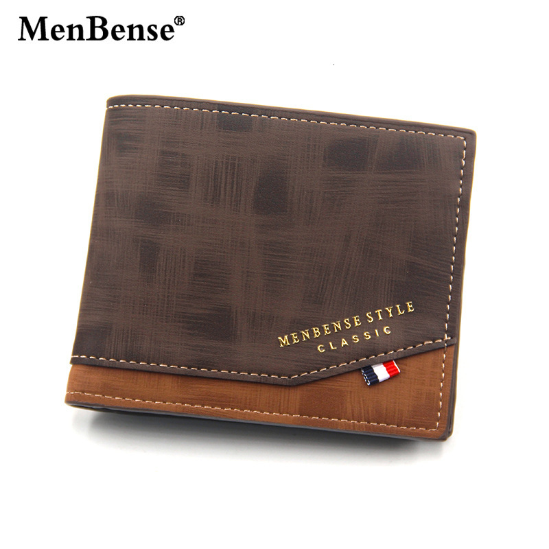 MenBense's new hot stamping printed hinge short frosted multi card large capacity men's wallet
