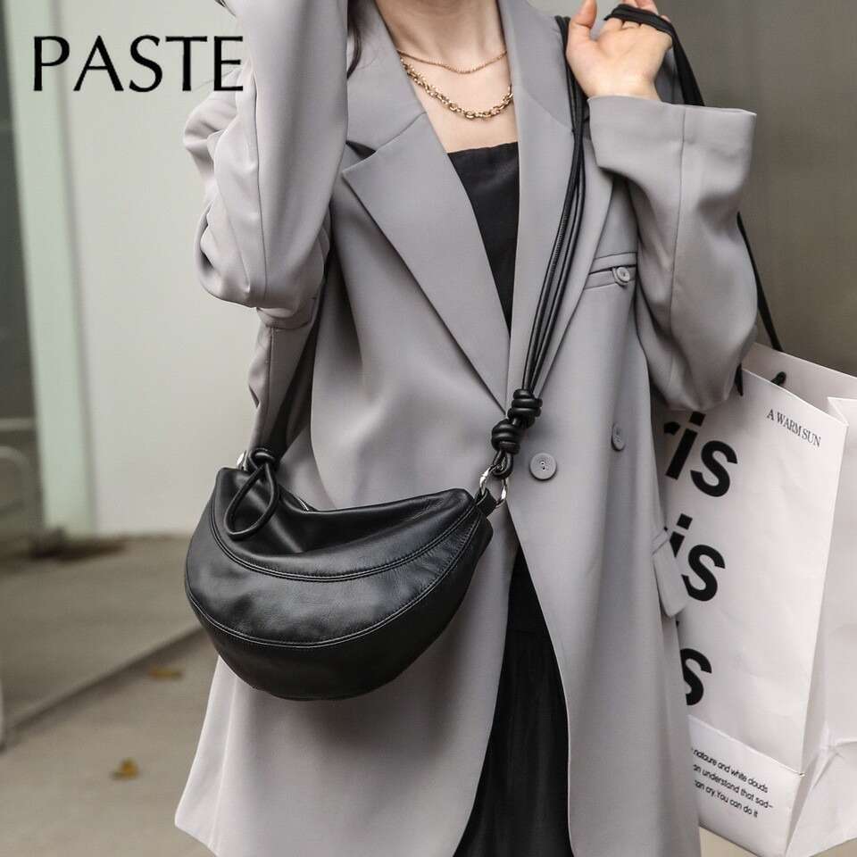 Designer Bag Niche Style Half-Moon Shape Flap Saddle Bag Small First Layer Cow Leather Women Shoulder Bag High-End Daily-Use Crossbody Bag Saddle bag
