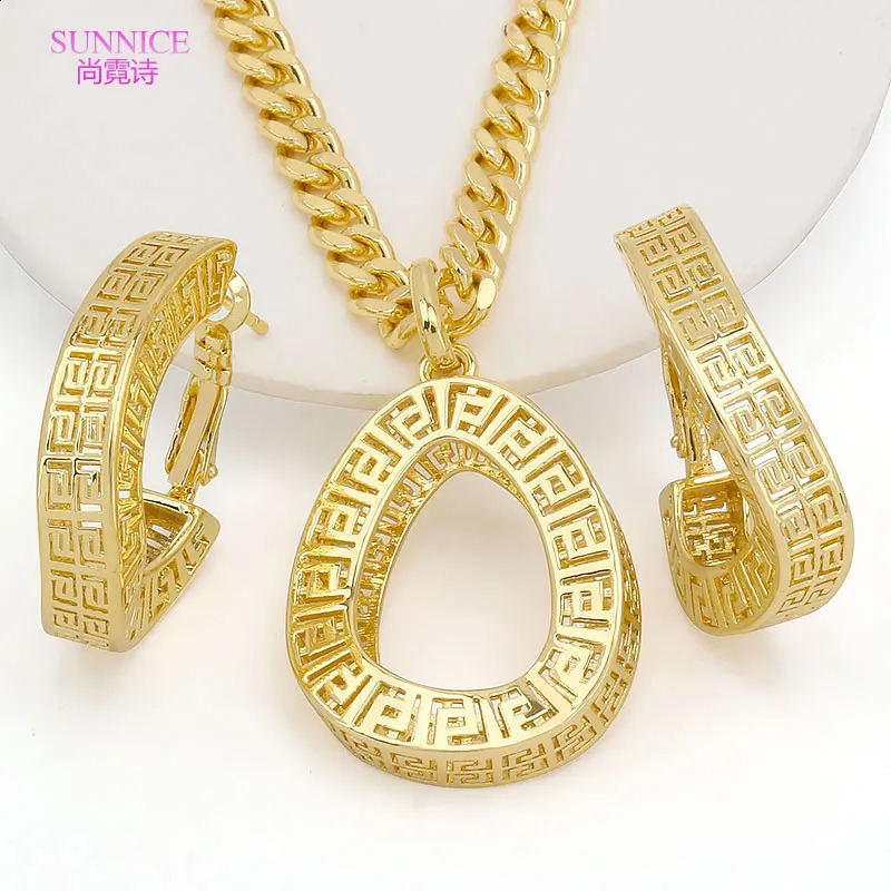 18k Gold Plated Jewelry Set for Women Bridal Jewellery Sets African Wedding Necklace and Earrings Set 241105