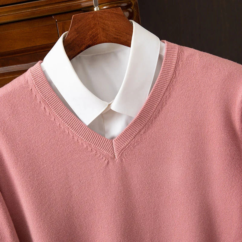 Super Cashmere Sweater Men Thick Pullover Autumn Winter Warm Classic V-neck Clothes Male Jumper Hombre Pull Homme 4XL 241105