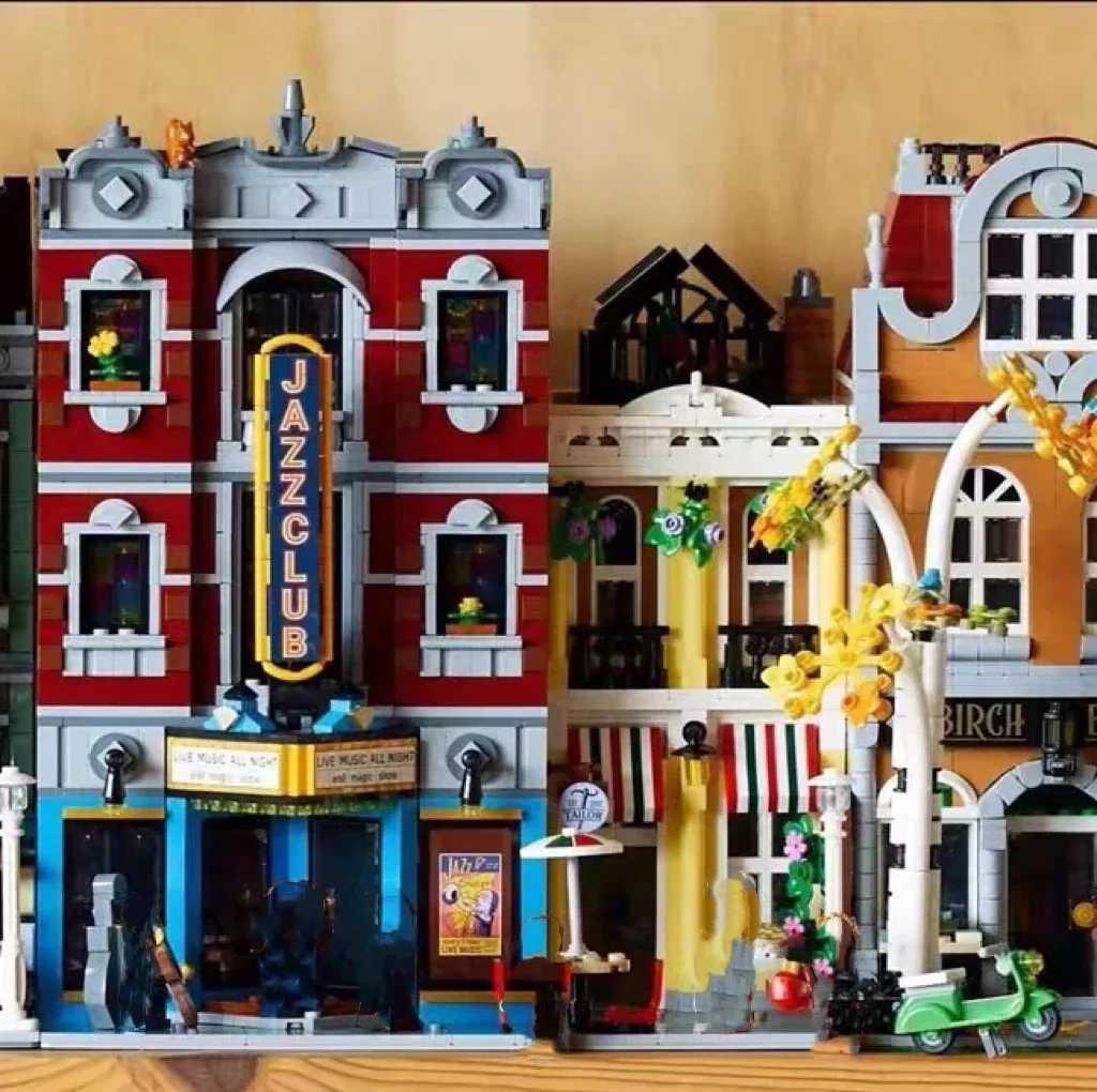 Blocks Newly created Jazz Club professional pizza shop model modular building block compatible with 10312 street view toysY24110541SQ