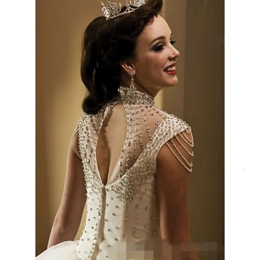 Ball Dresses Sleeveless High Neck Beading Beaded Hollow Back Or Length Custom Made Wedding Gown Vestido De Novia