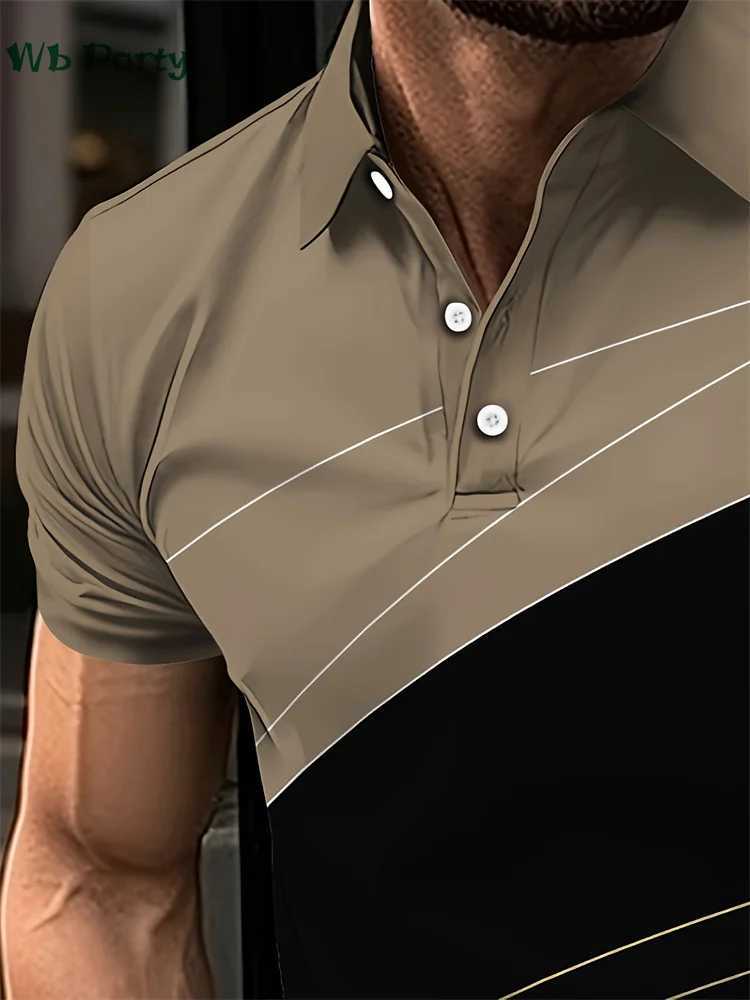 Colorblocking Mens Shirt Fashion Stripe Printed Mens Shirt Mens Collar Short Slip T-shirt Designer Mens Clothing W241104