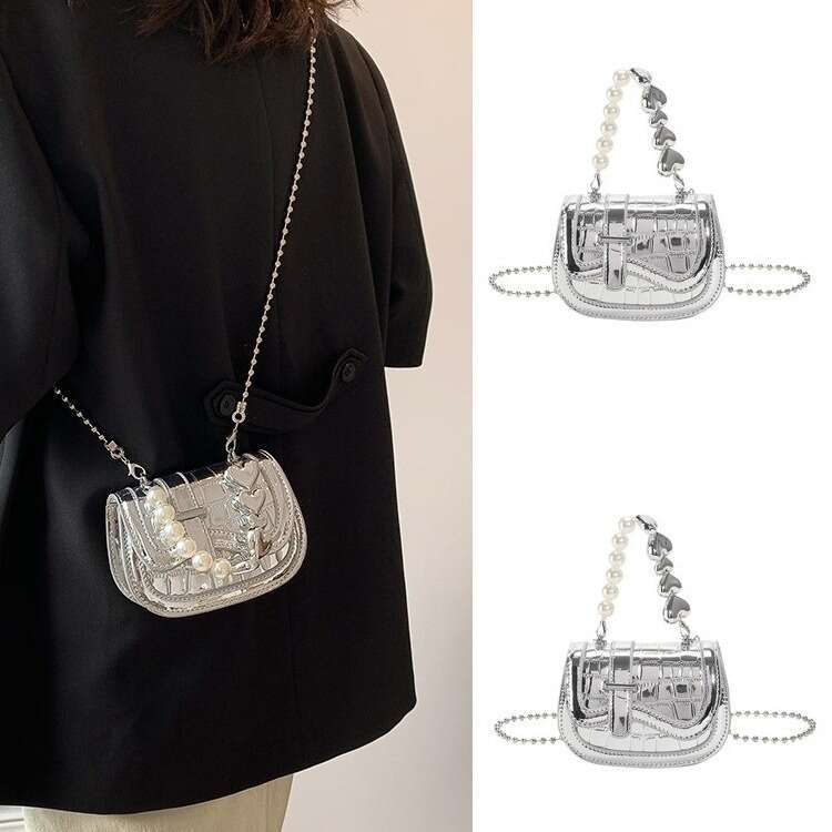 Designer Bag Pearl Chain Small Bag Women 2024 New Trend Popular Mini Bag Silver High-Quality Niche Messenger Bag Bags For Women