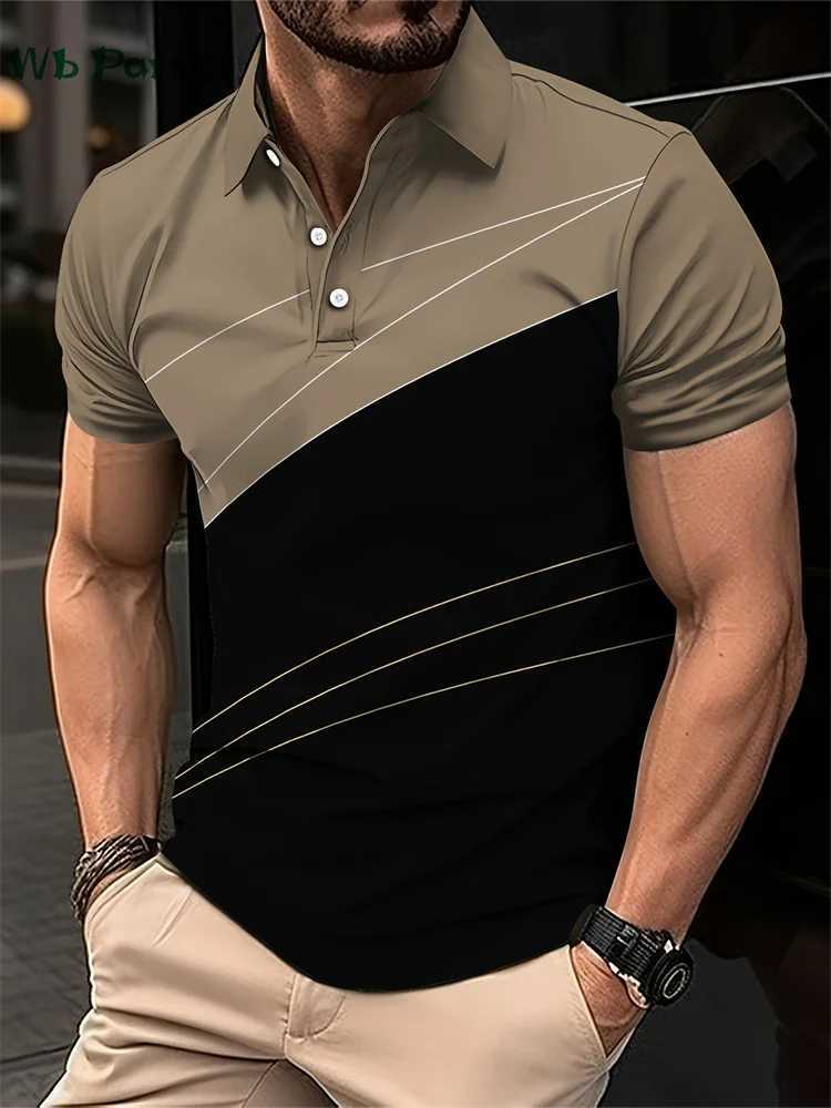 Colorblocking Mens Shirt Fashion Stripe Printed Mens Shirt Mens Collar Short Slip T-shirt Designer Mens Clothing W241104
