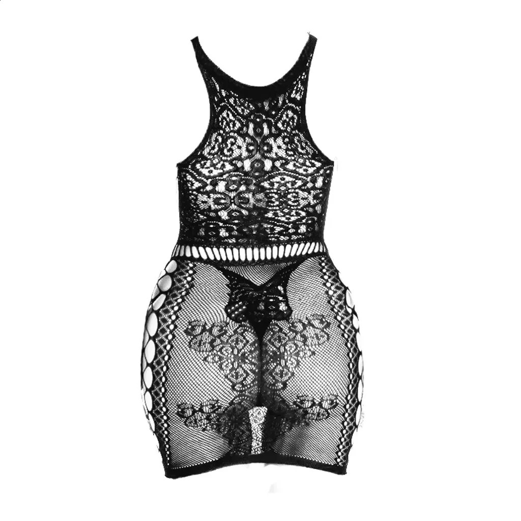 Fishnet Underwear Sexy Lingerie Elasticity Babydoll Women Sex Costumes For Mesh Baby Doll Nightdress Erotic 241105