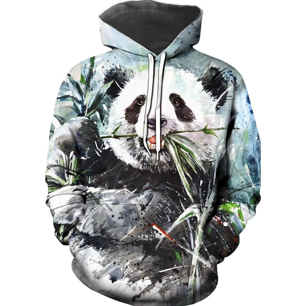 Hoodie for Mens Womens Cute Panda Print Hooded Pullover Novelty Hoodie for Mens Womens Graphic Hoodies sweatshirt Pullover Long Sleeve cool, and warm