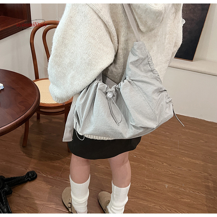 Lazy style female college student women's fashionable pleated cloud bag, casual loose large capacity single shoulder crossbody bag #24 swissmilit
