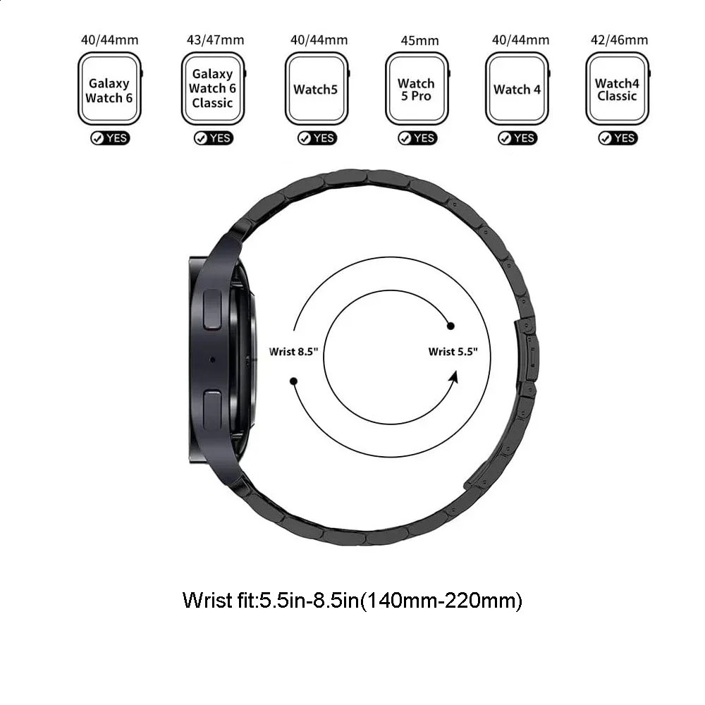 No GAPs Quick Fit Stainless Steel Strap Galaxy Watch 6 Classic 43 47mm 5 4 44 40mm Pro 45mm Bracelet 241105