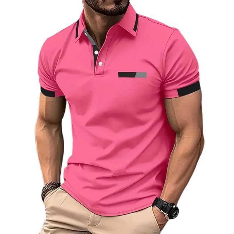 Mens contrasting decorative design casual lapel button short Slve printed shirt mens clothing European measurement W241104