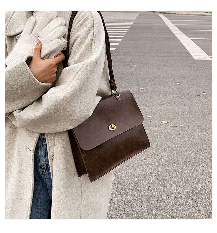 Designer Bag JIAERDI Vintage Coffee Shoulder Bag Women Preppy Style Leather Casual Crossbody Bags Female Retro Jk Briefcase Tote Bag Aethetic handbag