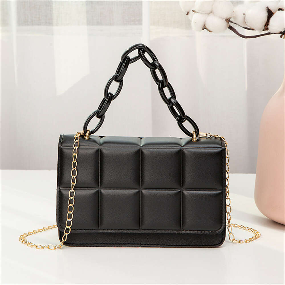 Designer Bag 2024 Pu Leather Shoulder Bags For Women Fashion Texture Black Chain Crossbody Bags Summer Trend Handbags Ladies Square Bag handbag