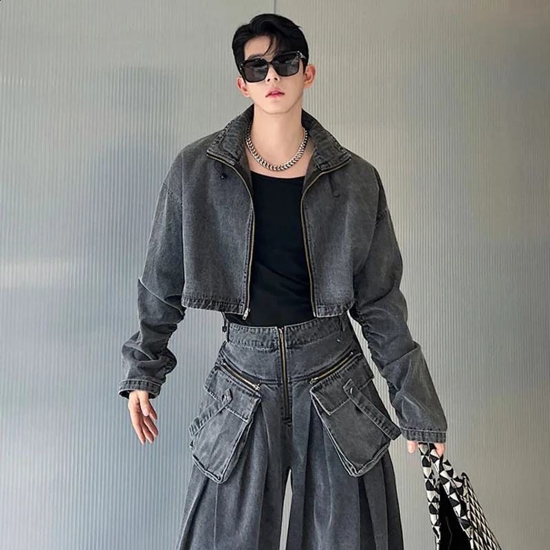 LUZHEN Trendy Mens High Quality Classy Twopiece Sets Original Baggy Jeans ner Stylish Sexless Short Denim Jacket LZ6200 241105