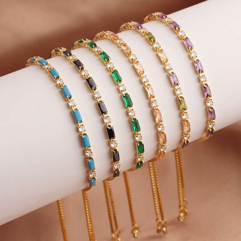 Fashion Tennis Rainbow Hot Jewelry New Bracelet For Women Girls Wedding Zircon Iced Out Charm Chain Ladies Party Fashion Jewelry