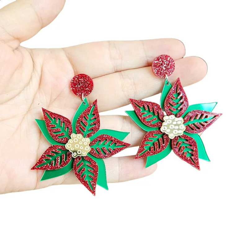 Trendy Sequins Christmas Tree Earrings For Women Xmas Decorative Flowers Snowflake Colorful Bell Acrylic Dangle Earring 241105